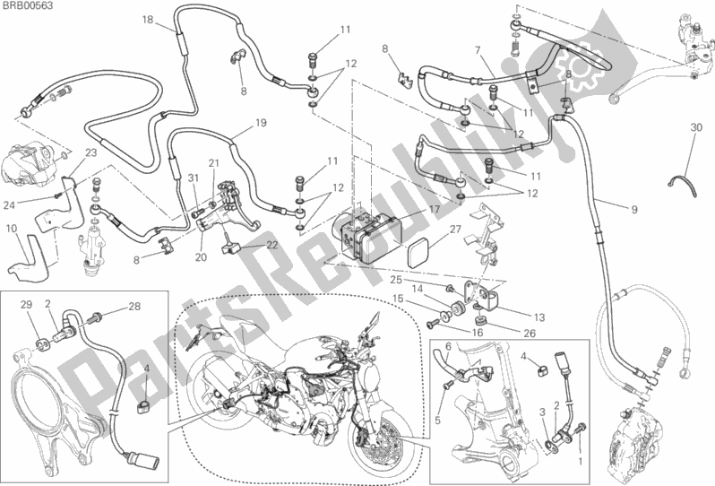 Alle onderdelen voor de Antiblokkeersysteem (abs) van de Ducati Monster 1200 S USA 2018